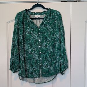 J. Jill Teal Paisley Blouse